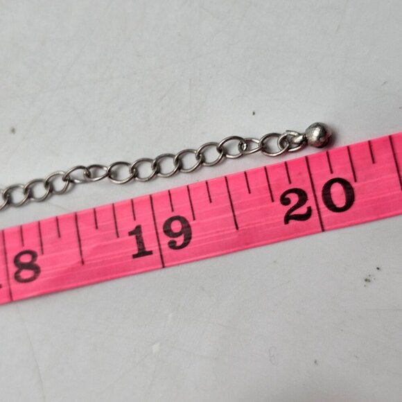 Floral Silver Tone Necklace With Green and Blue Rhinestones - Picture 5 of 5